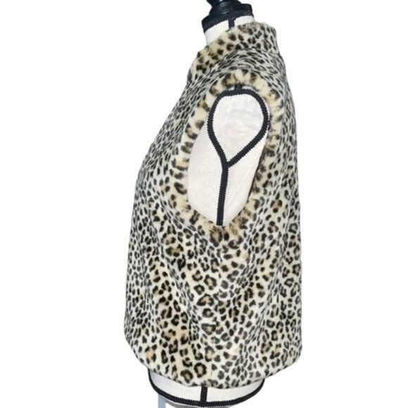 Preston & York Leopard Print Faux Fur Zip-Up Vest Womens Size Medium - Picture 2 of 9